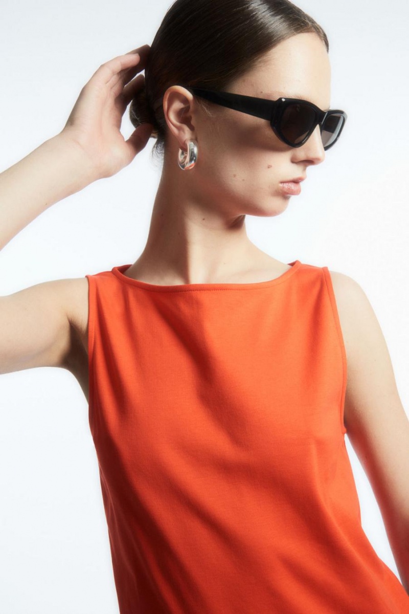COS Csónak-neck Trikó Női Narancssárga | TZI-129458