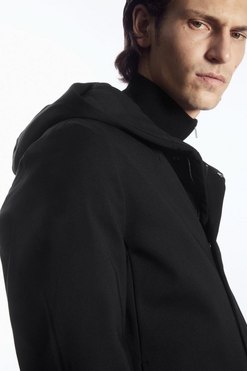 COS Csuklyás Párnázott Parka Férfi Fekete | RBW-475902
