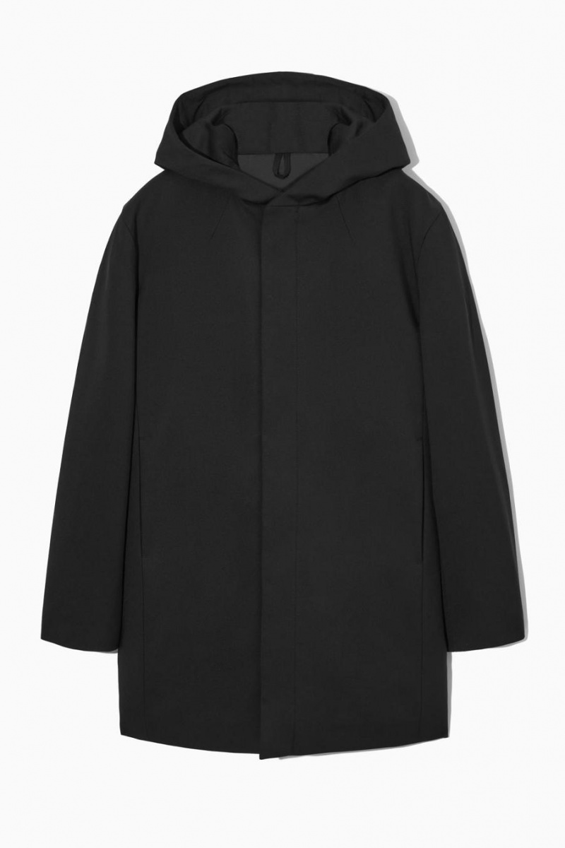 COS Csuklyás Párnázott Parka Férfi Fekete | RBW-475902