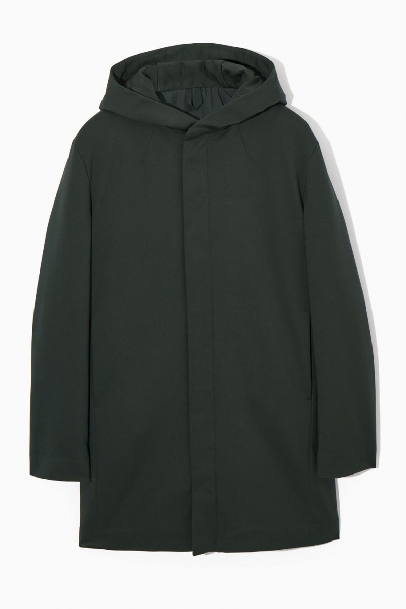 COS Csuklyás Párnázott Parka Férfi Sötétzöld | APZ-152036