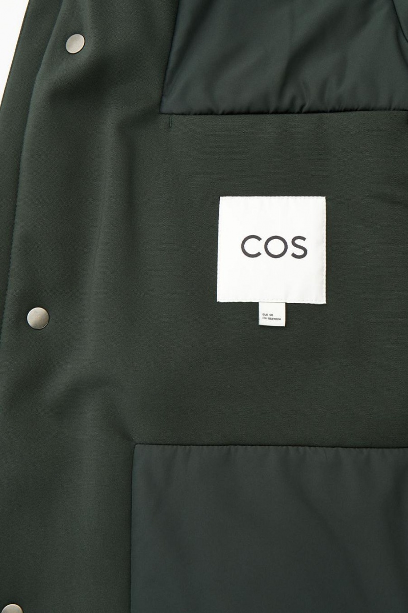 COS Csuklyás Párnázott Parka Férfi Sötétzöld | APZ-152036