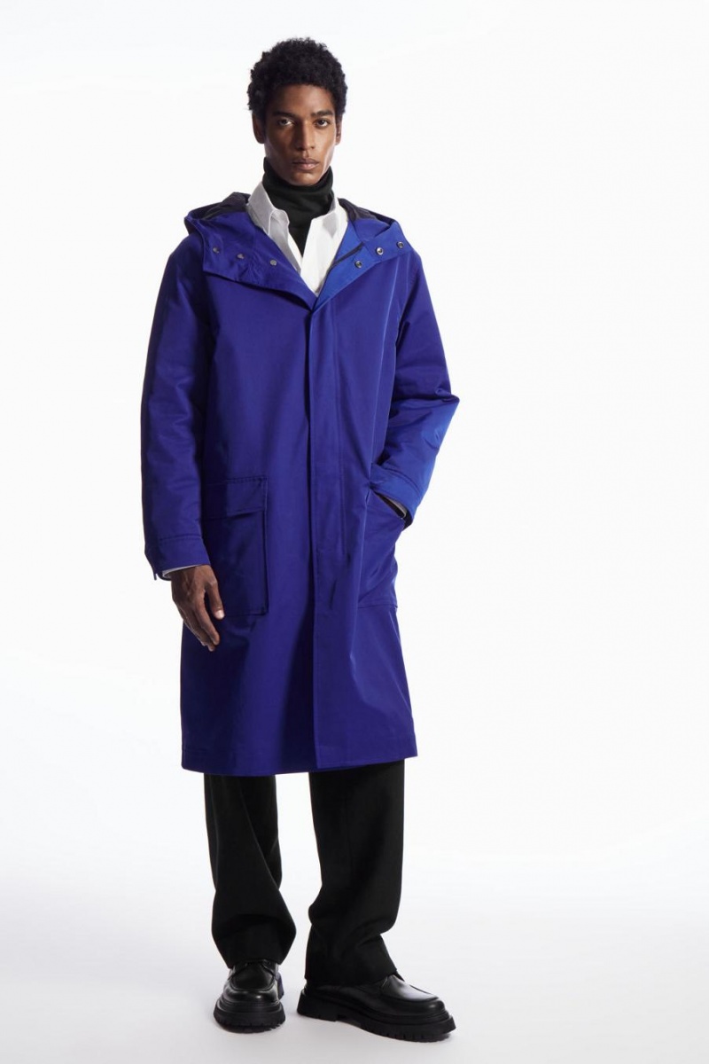 COS Csuklyás Párnázott Parka Férfi Világos Kék | XBU-417985
