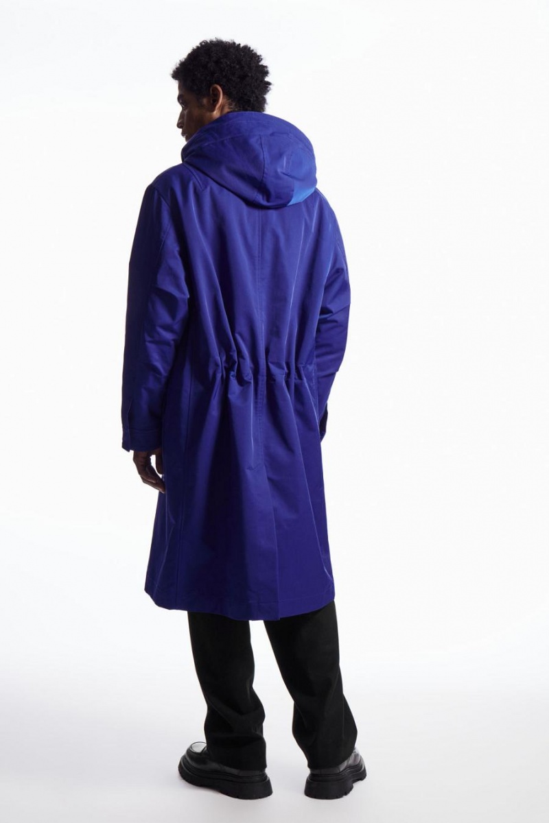 COS Csuklyás Párnázott Parka Férfi Világos Kék | XBU-417985