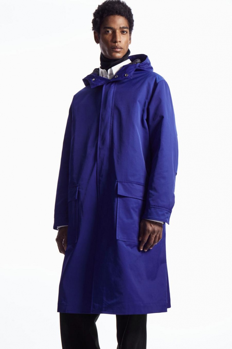 COS Csuklyás Párnázott Parka Férfi Világos Kék | XBU-417985