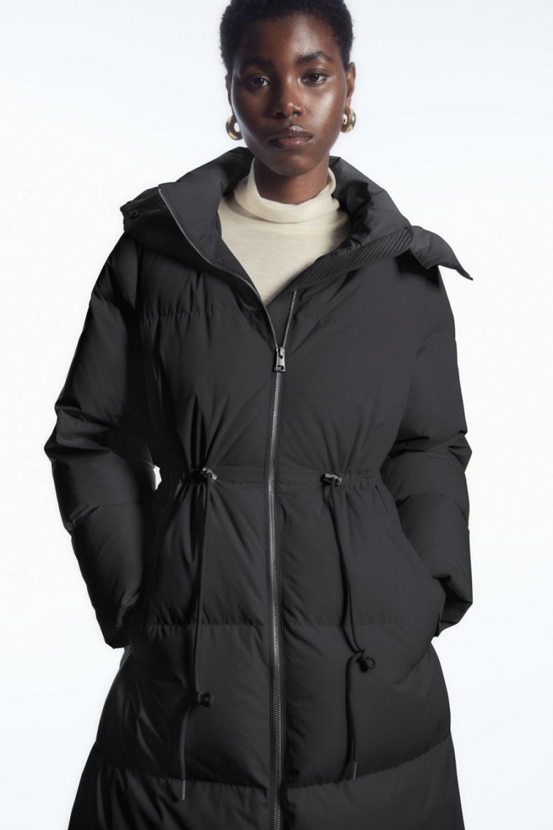 COS Csuklyás Recycled Down Puffer Kabát Női Fekete | CNK-680154