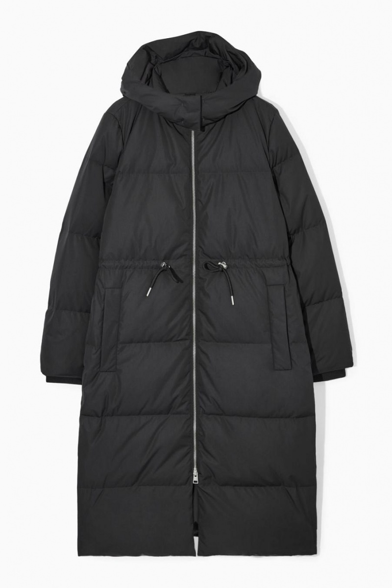 COS Csuklyás Recycled Down Puffer Kabát Női Fekete | CNK-680154