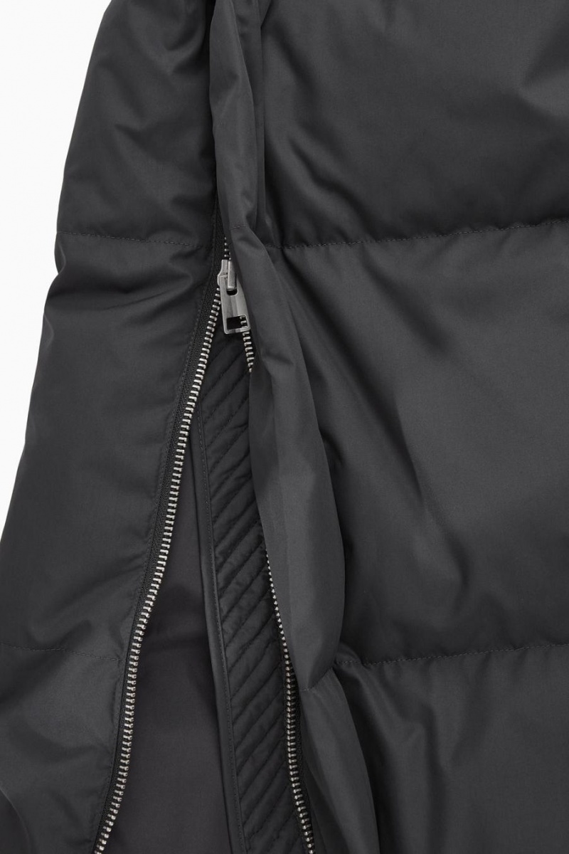 COS Csuklyás Recycled Down Puffer Kabát Női Fekete | CNK-680154