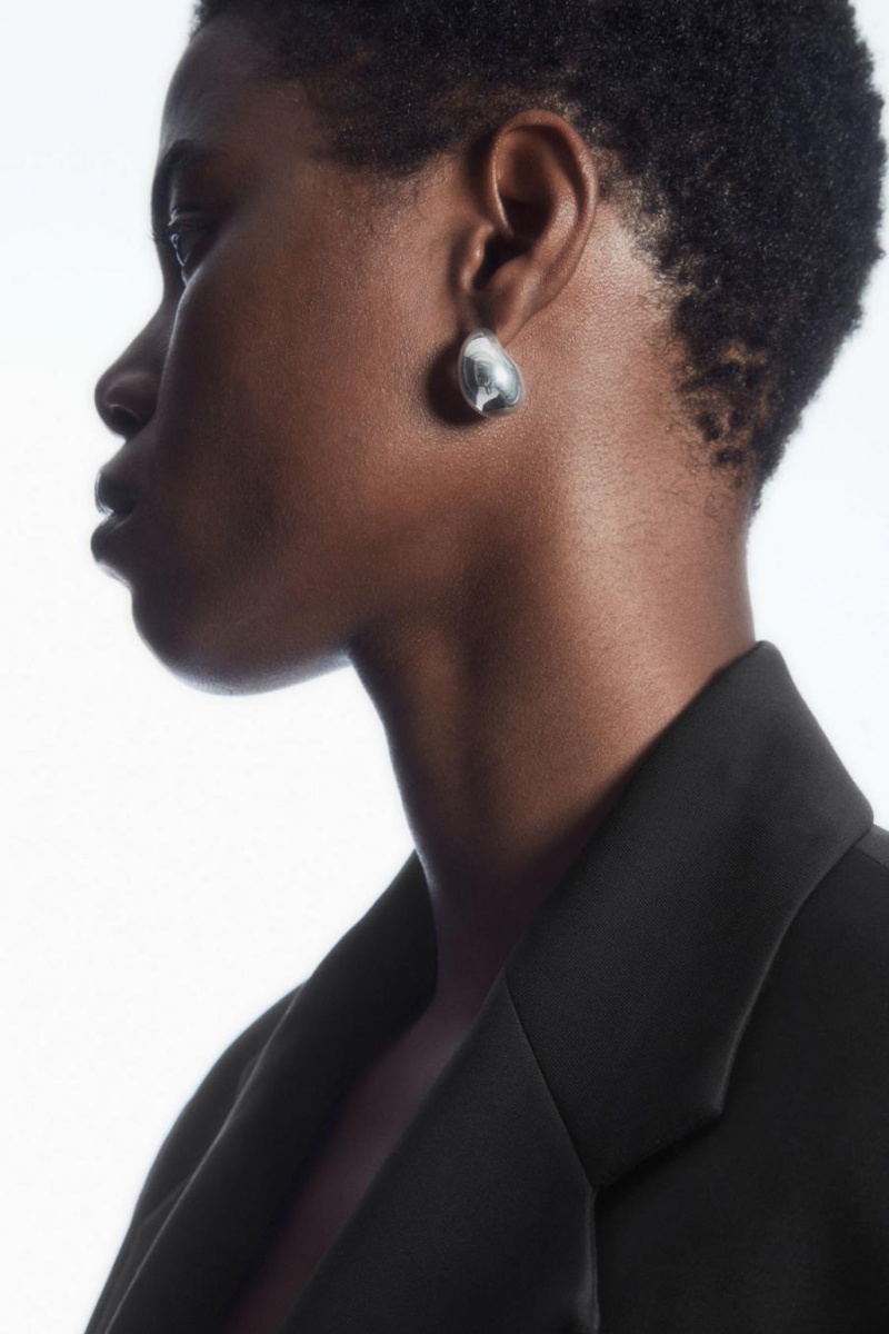 COS Curved Domed Fülbevalók Női Titán | WBL-826901