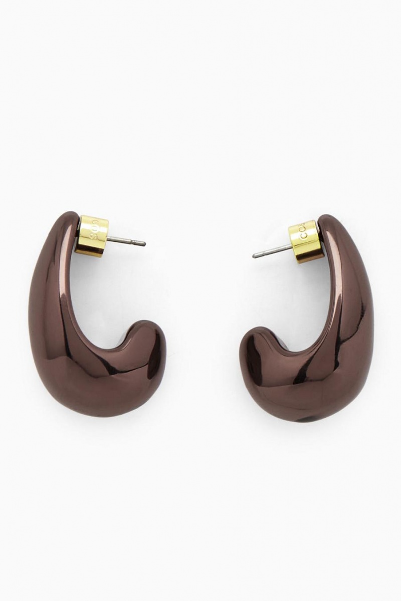 COS Curved Teardrop Fülbevalók Női Sötétbarna | ONS-261397