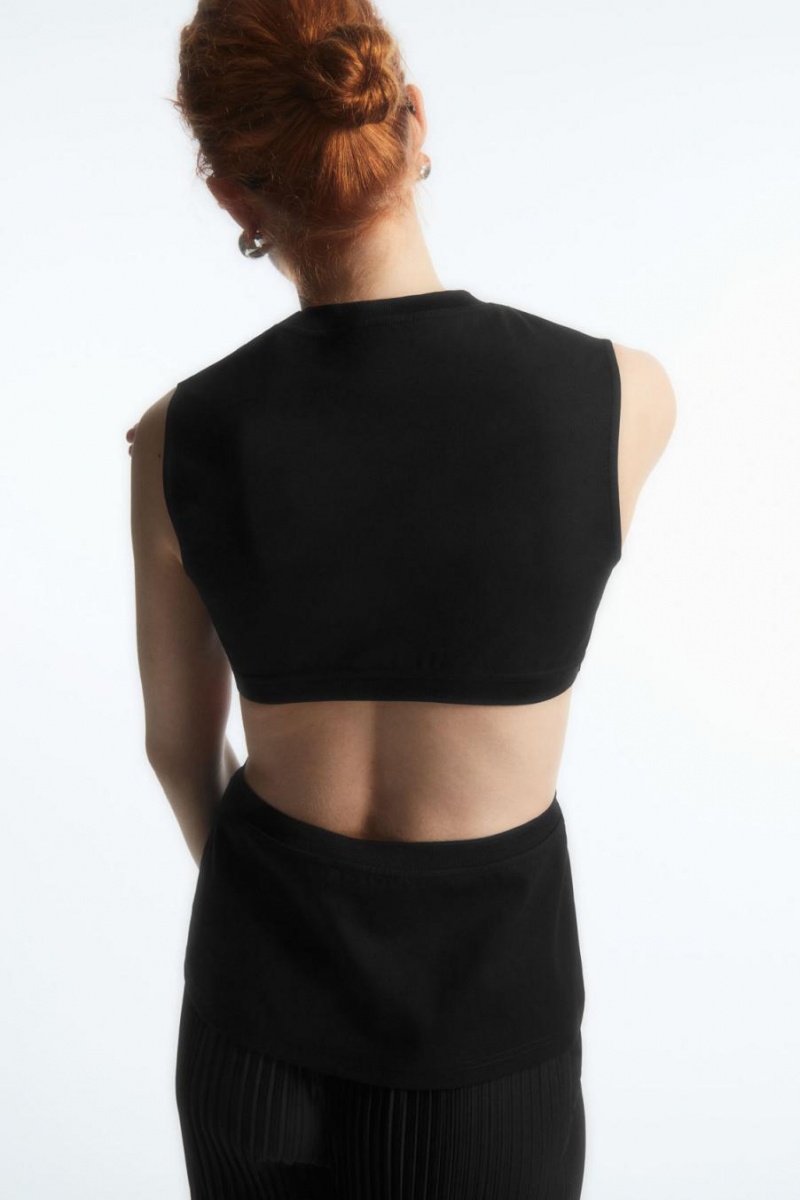 COS Cutout Trikó Női Fekete | QJD-742569
