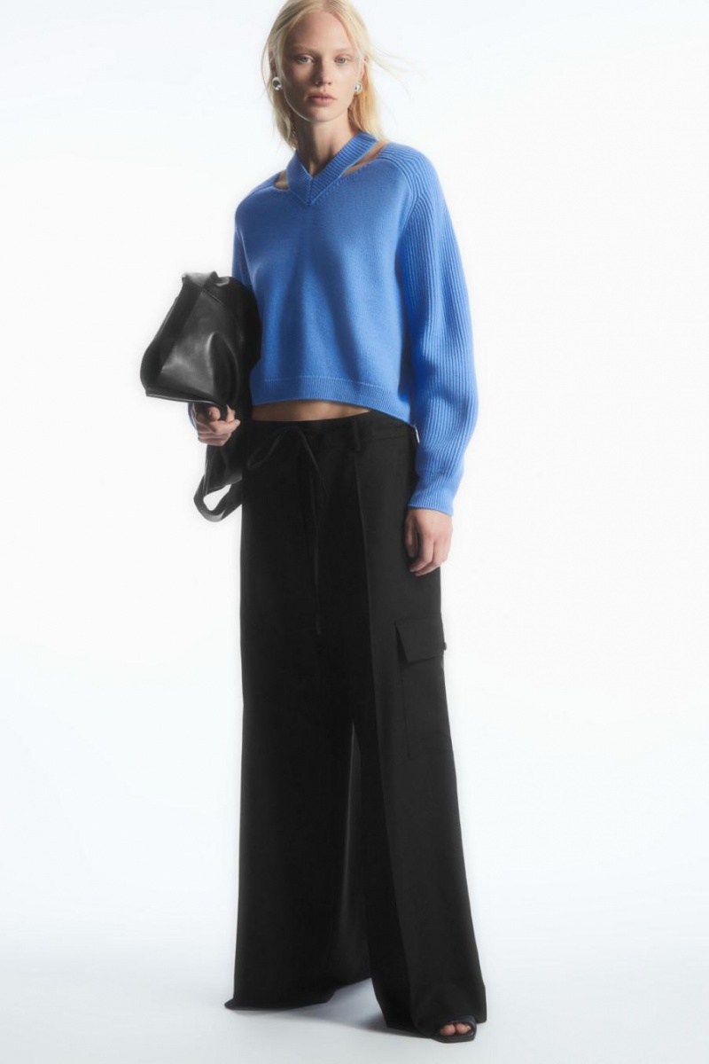 COS Deconstructed Gyapjú Jumpers Női Kék | HJL-534619