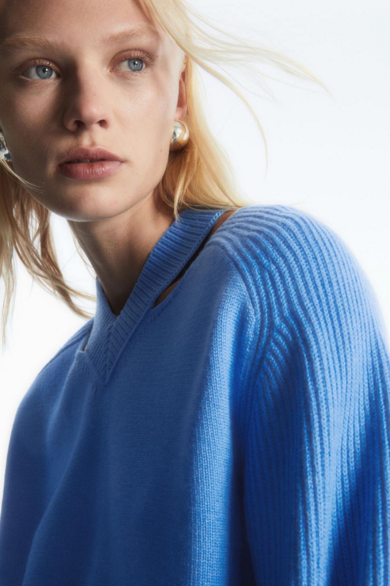 COS Deconstructed Gyapjú Jumpers Női Kék | HJL-534619