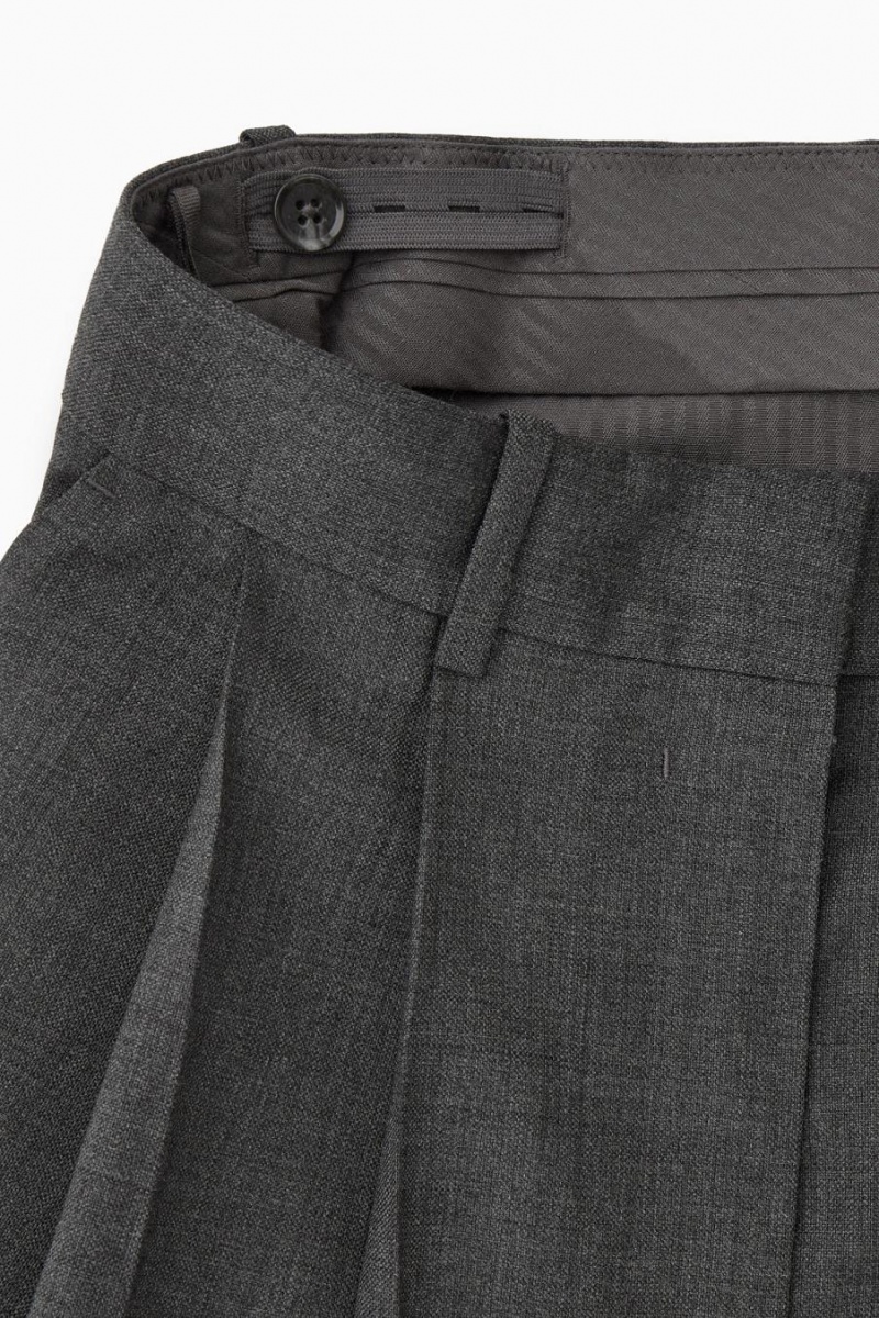 COS Deconstructed Gyapjú Pencil Szoknya Női Sötétszürke | FWY-694103