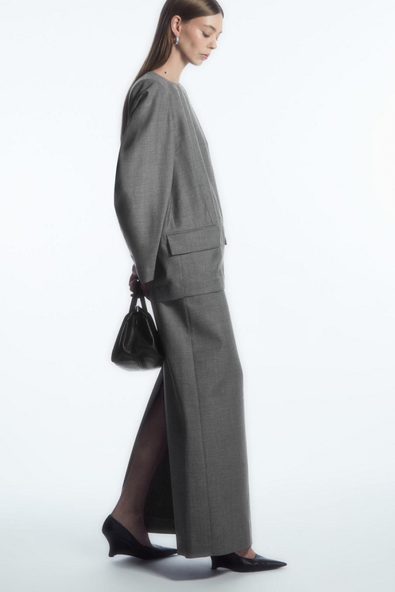 COS Deconstructed Power-shoulder Gyapjú Felső Női Szürke | ELQ-824159