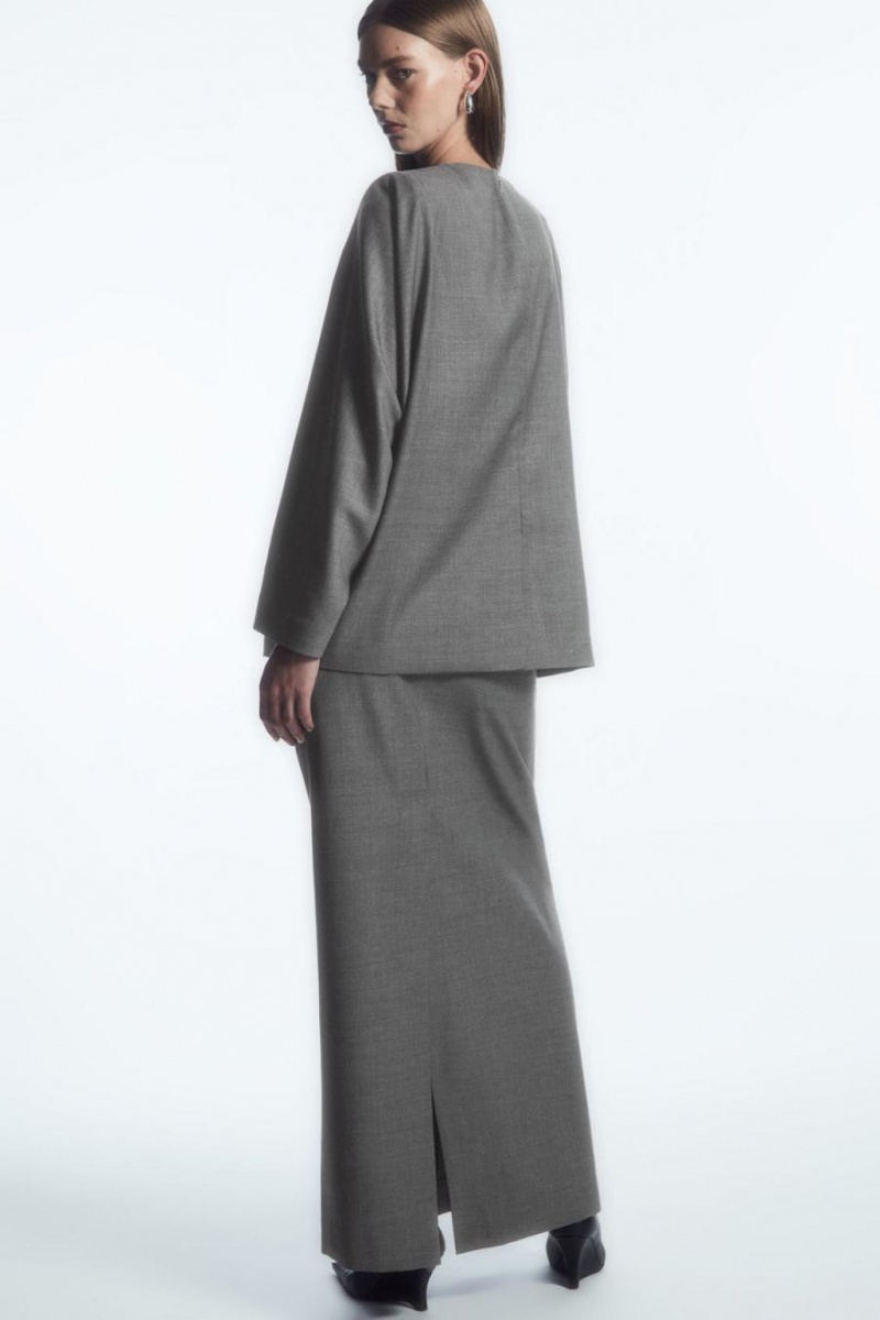 COS Deconstructed Power-shoulder Gyapjú Felső Női Szürke | ELQ-824159