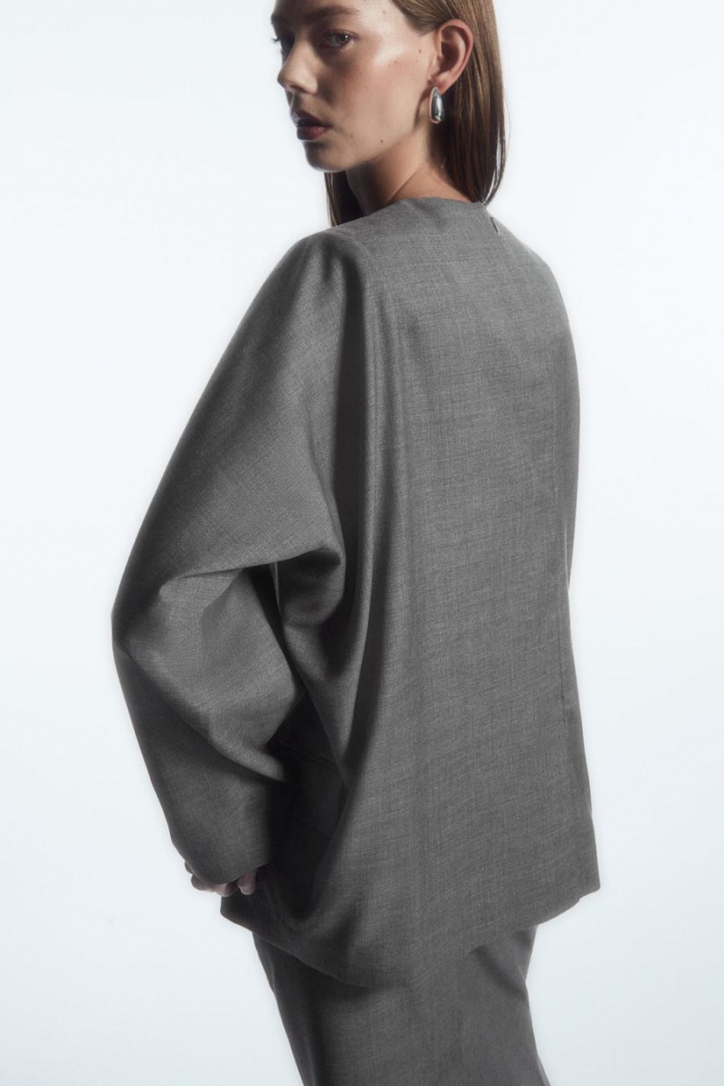 COS Deconstructed Power-shoulder Gyapjú Felső Női Szürke | ELQ-824159