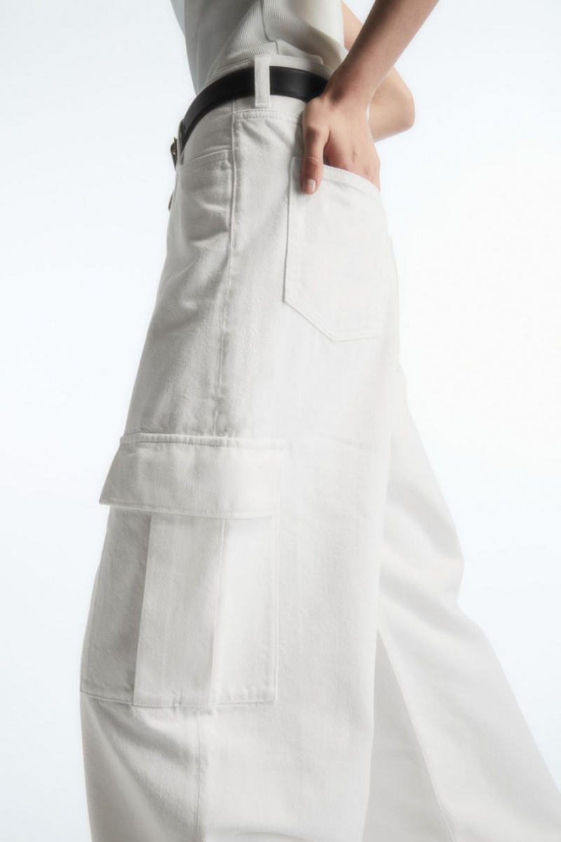 COS Denim Cargo Farmernadrág Női Fehér | KWD-185327