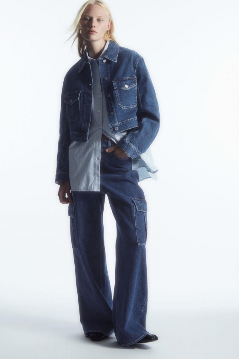 COS Denim Cargo Farmernadrág Női Kék | NKU-682307