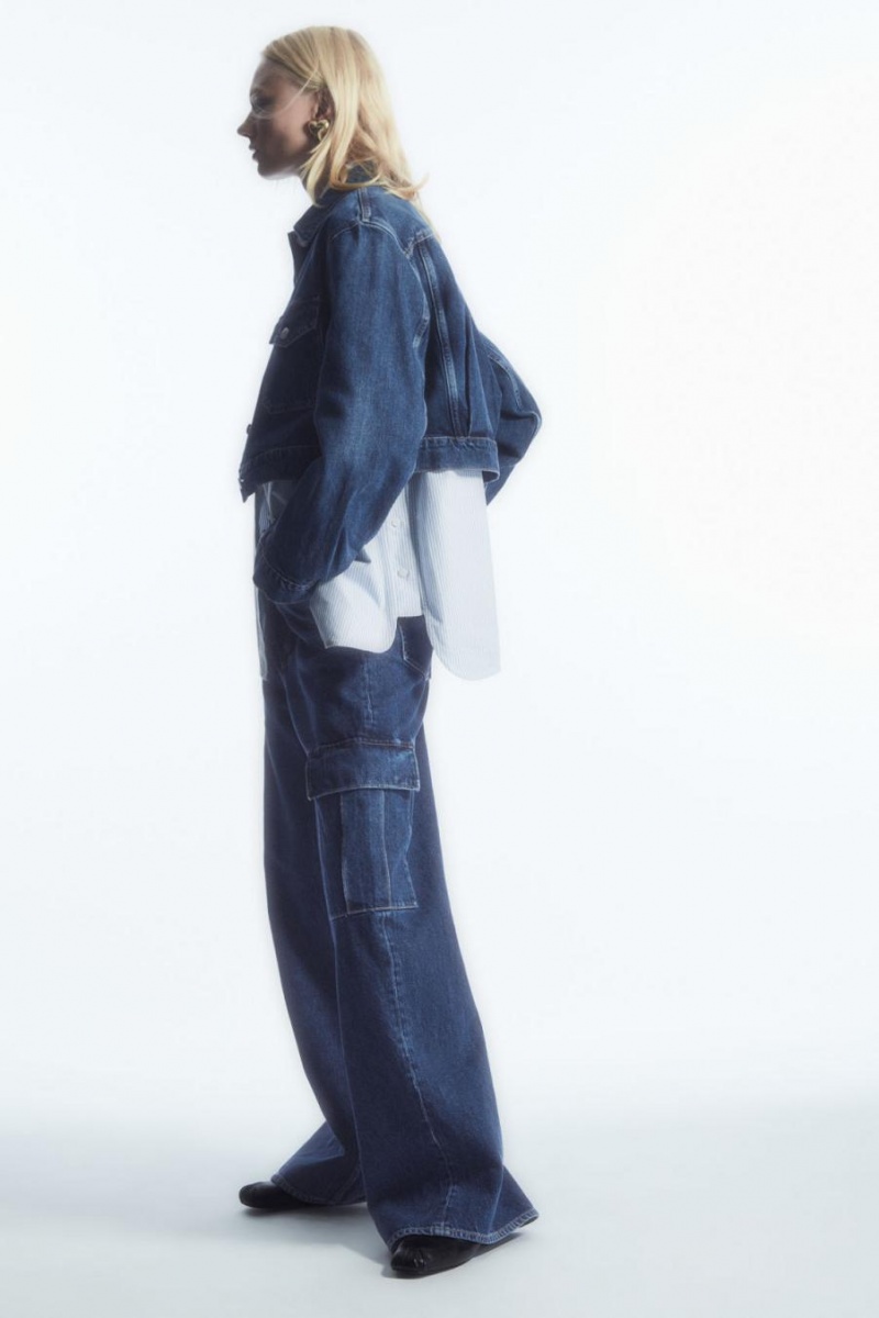 COS Denim Cargo Farmernadrág Női Kék | NKU-682307