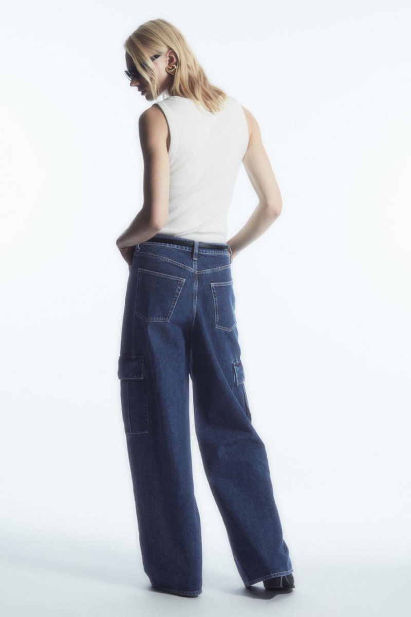 COS Denim Cargo Farmernadrág Női Kék | NKU-682307