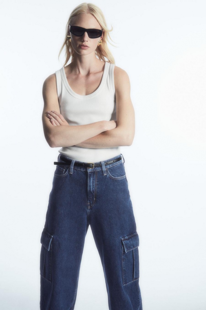 COS Denim Cargo Farmernadrág Női Kék | NKU-682307