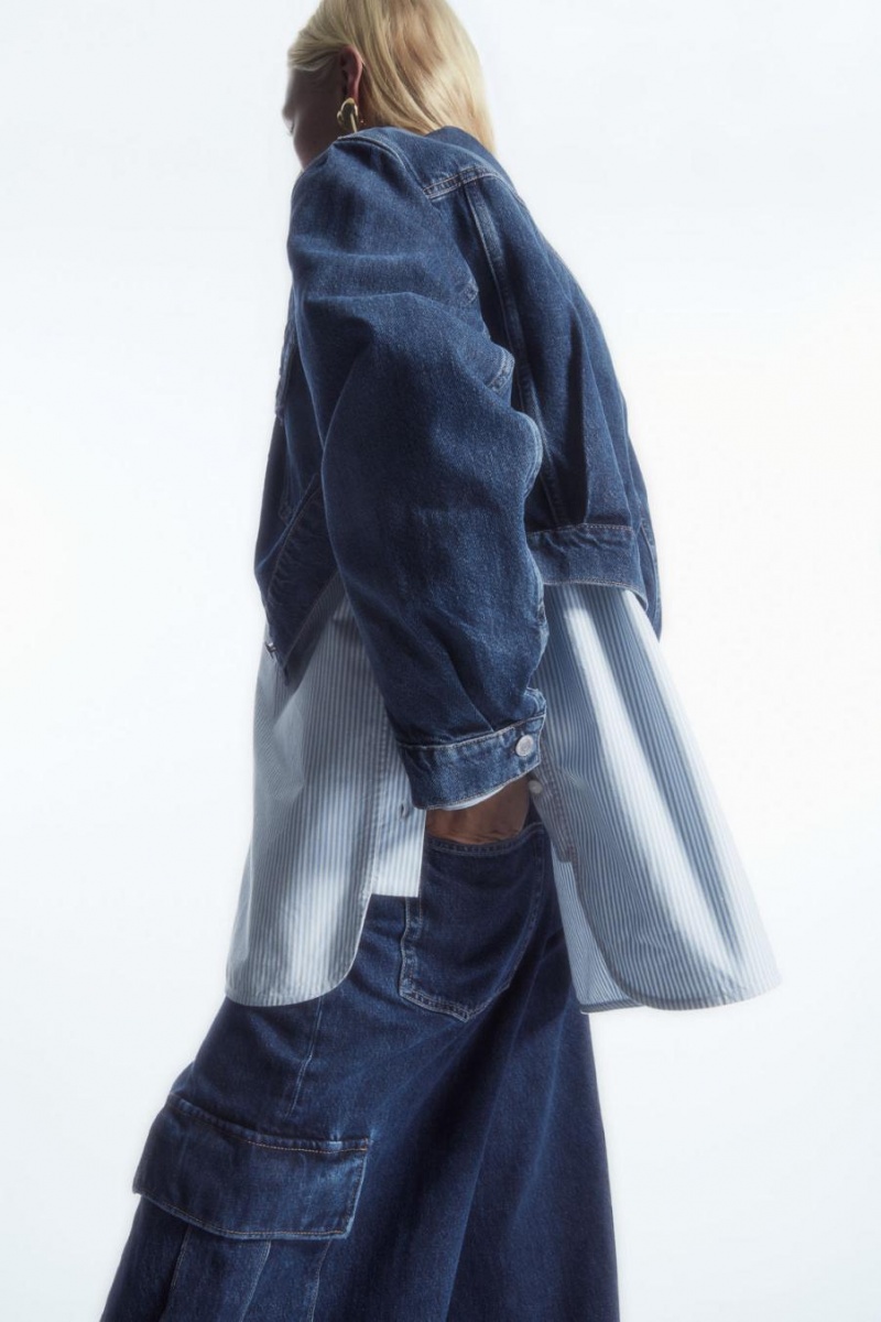 COS Denim Cargo Farmernadrág Női Kék | NKU-682307