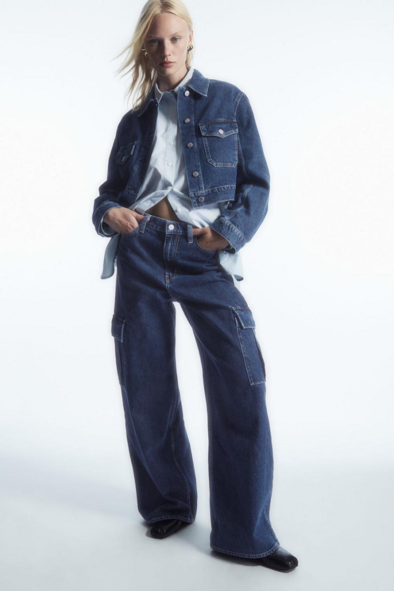 COS Denim Cargo Farmernadrág Női Kék | NKU-682307