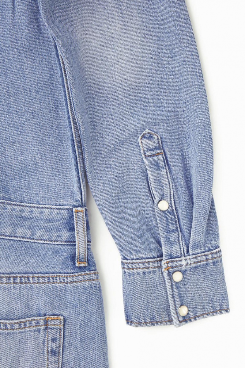 COS Denim Maxi Shirt Ruha Női Világos Kék | PDN-537081