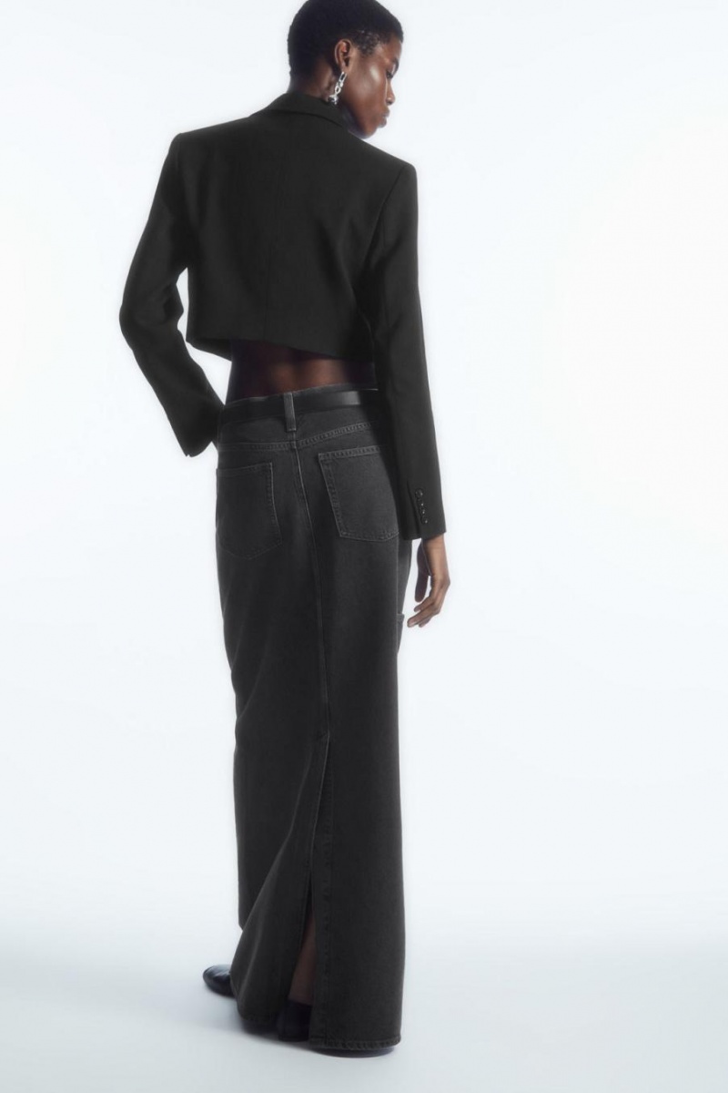 COS Denim Maxi Szoknya Női Fekete | ZRO-186479