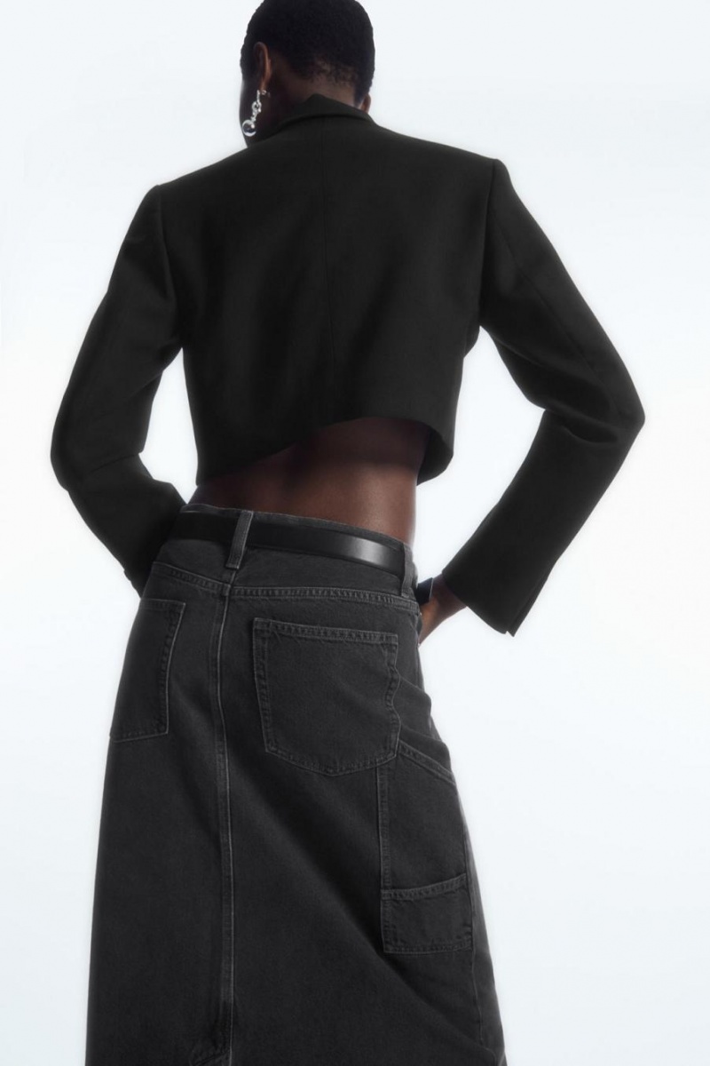 COS Denim Maxi Szoknya Női Fekete | ZRO-186479