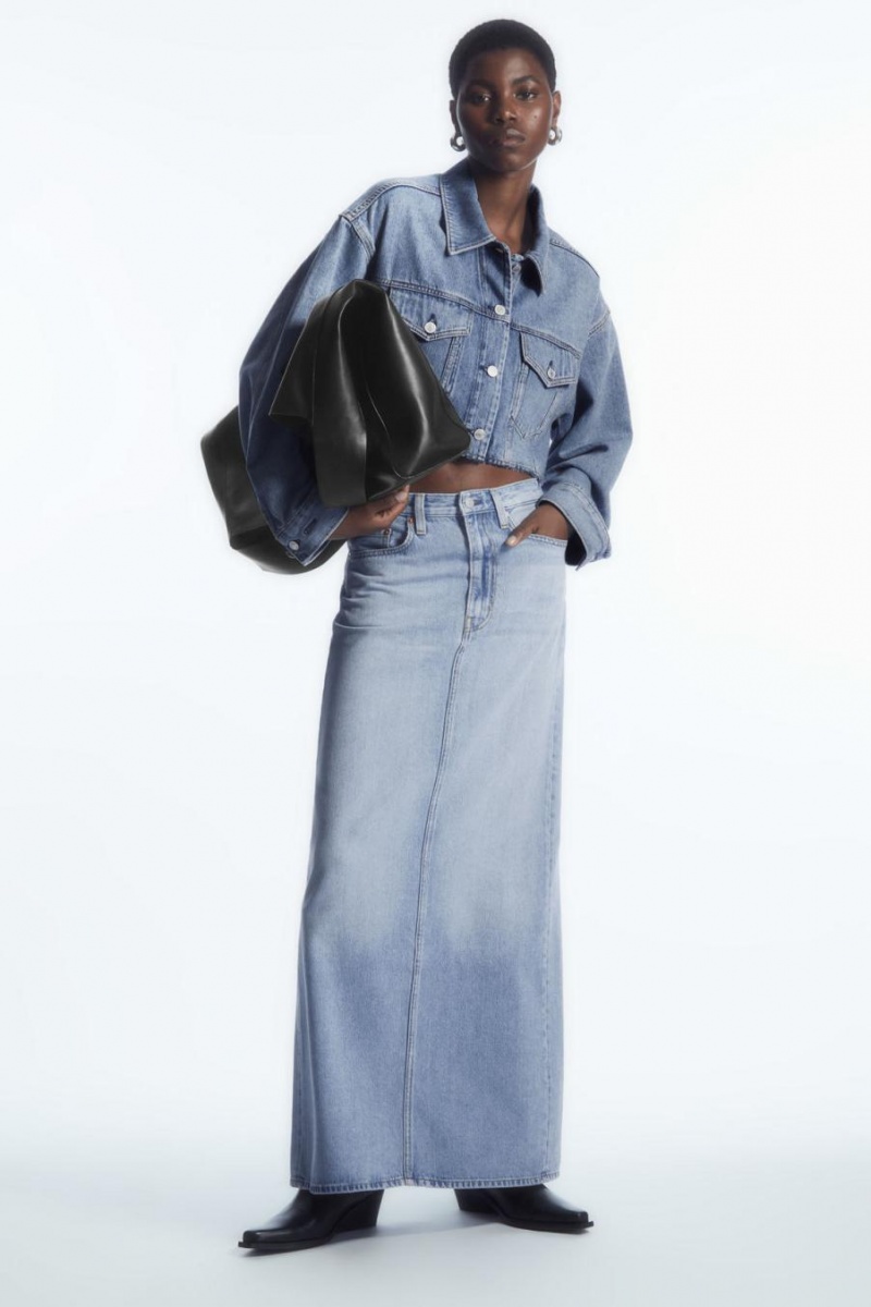 COS Denim Maxi Szoknya Női Világos Kék | TXW-803174