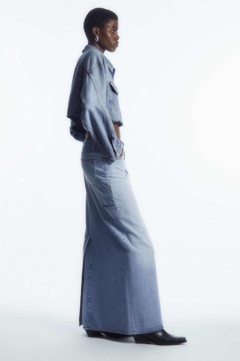 COS Denim Maxi Szoknya Női Világos Kék | TXW-803174