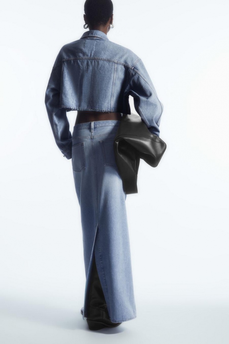 COS Denim Maxi Szoknya Női Világos Kék | TXW-803174