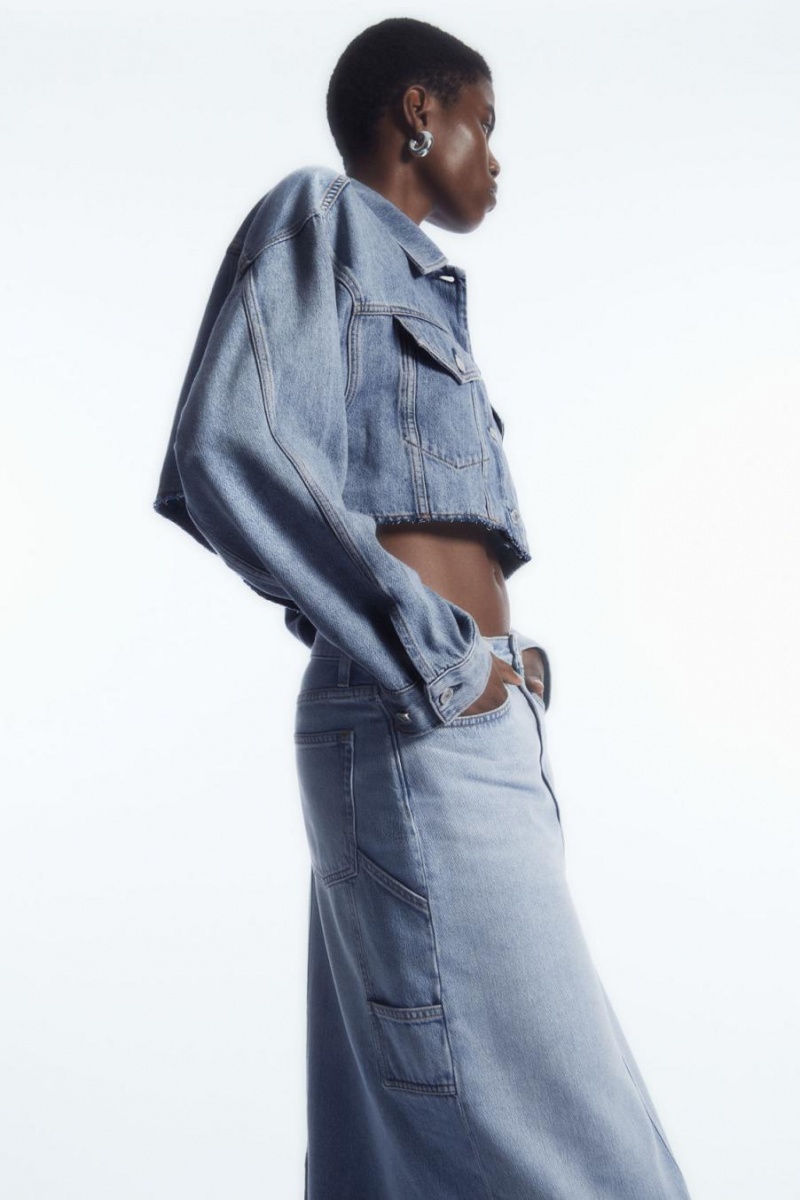 COS Denim Maxi Szoknya Női Világos Kék | TXW-803174