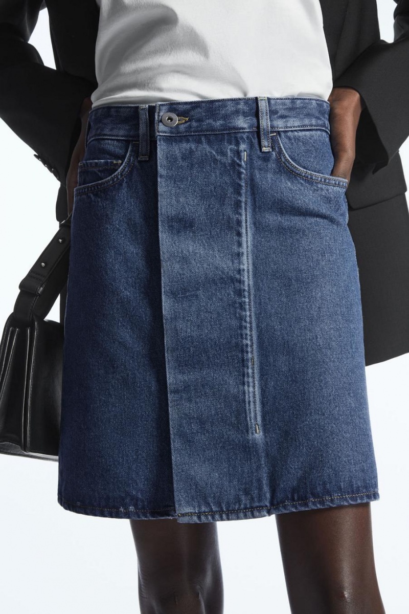 COS Denim Mini Wrap Szoknya Női Kék | USW-671504