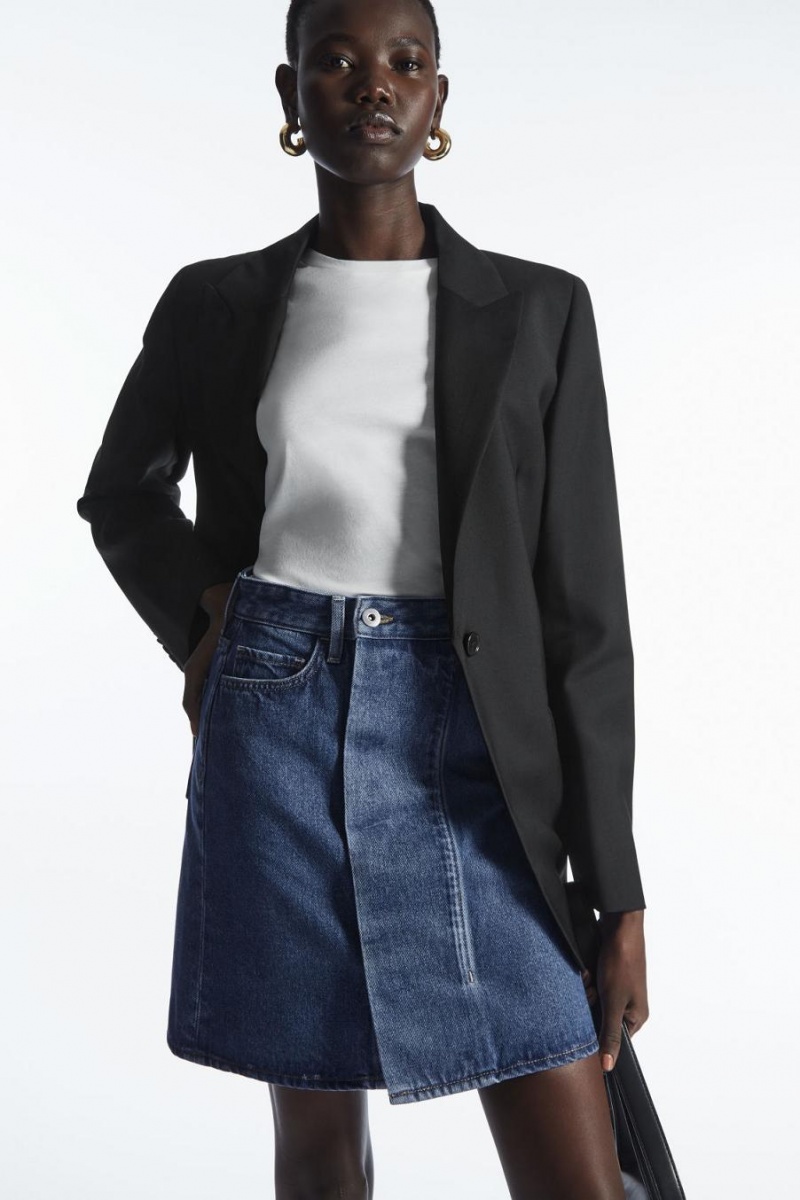 COS Denim Mini Wrap Szoknya Női Kék | USW-671504