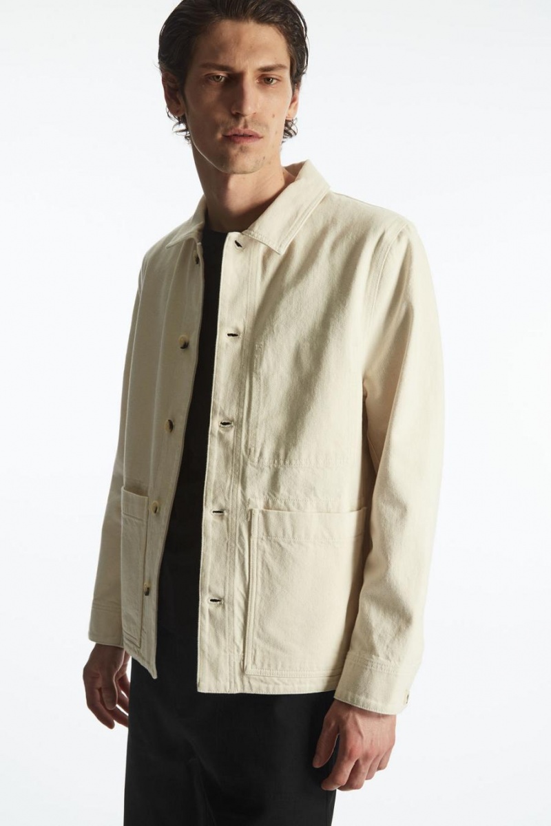 COS Denim Utility Kabát Férfi Fehér | WLG-934102