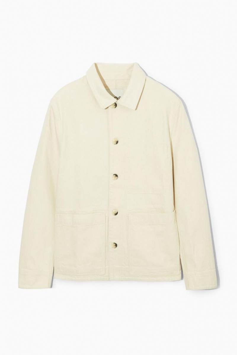 COS Denim Utility Kabát Férfi Fehér | WLG-934102