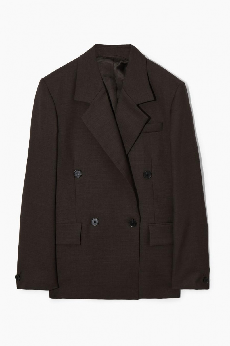 COS Double-breasted Gyapjú Blézer Női Sötétbarna | XSF-635012