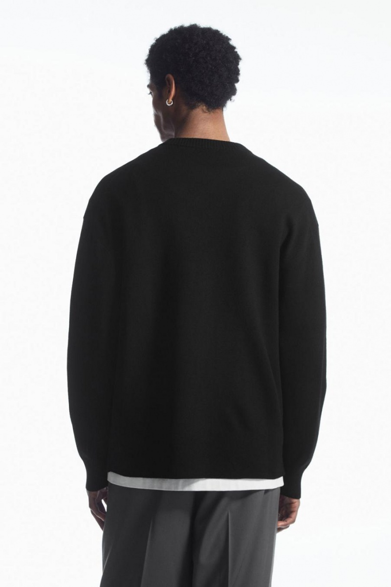 COS Double-faced Merino Gyapjú Jumpers Férfi Fekete | HEC-023185