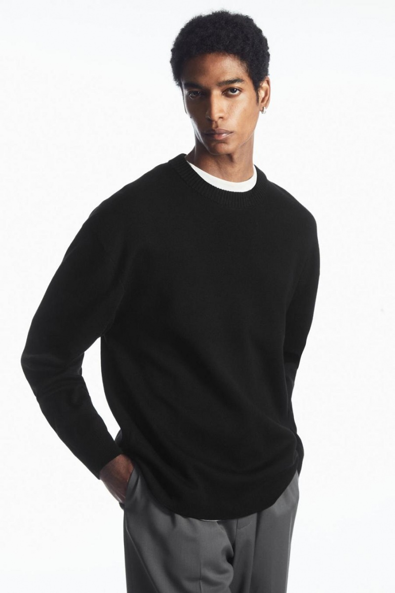 COS Double-faced Merino Gyapjú Jumpers Férfi Fekete | HEC-023185