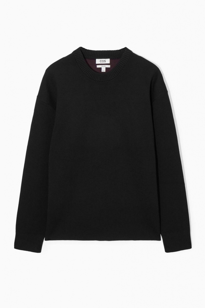COS Double-faced Merino Gyapjú Jumpers Férfi Fekete | HEC-023185