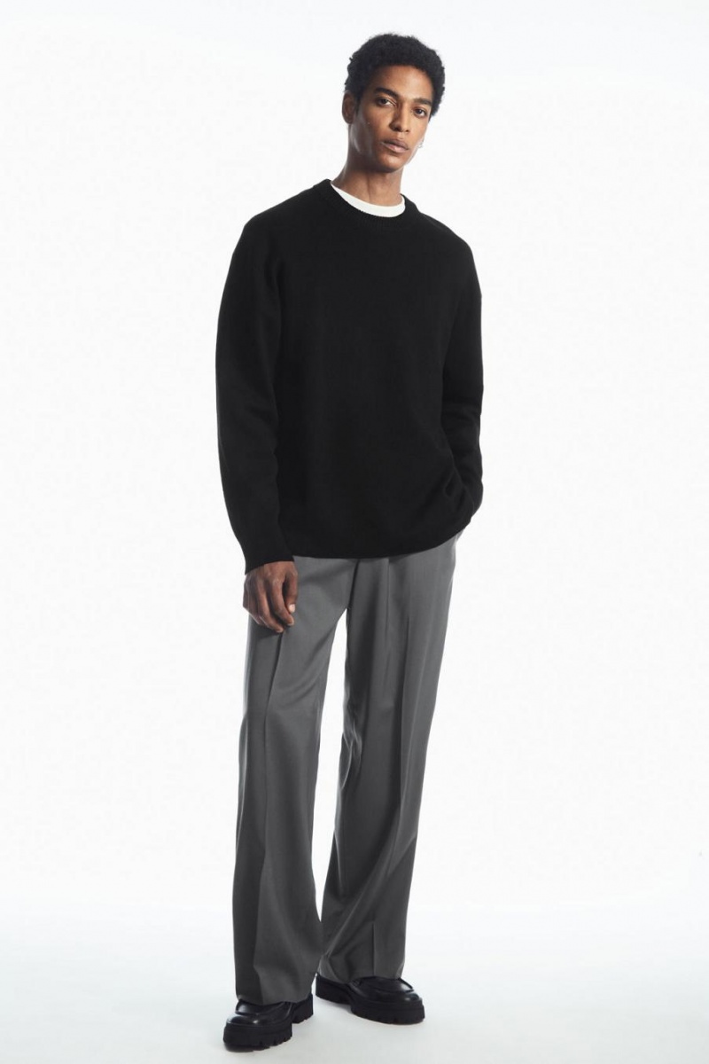COS Double-faced Merino Gyapjú Jumpers Férfi Fekete | HEC-023185