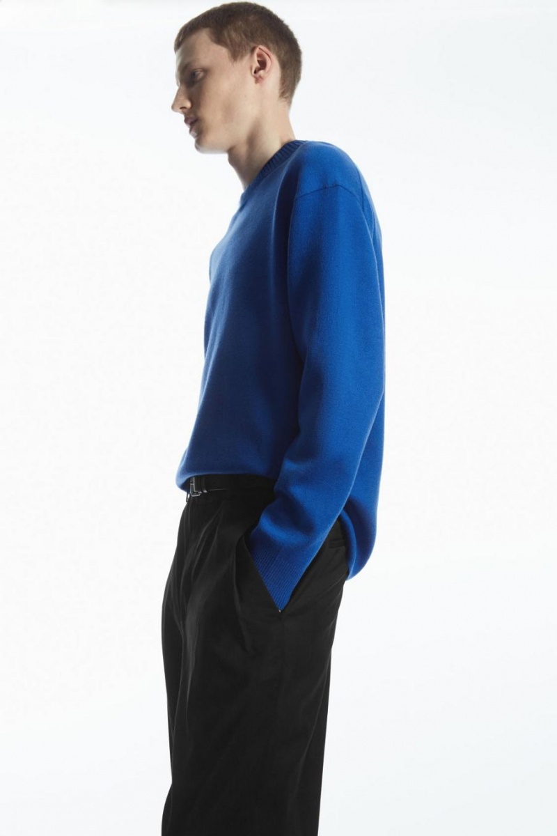 COS Double-faced Merino Gyapjú Jumpers Férfi Kék | DGS-459208