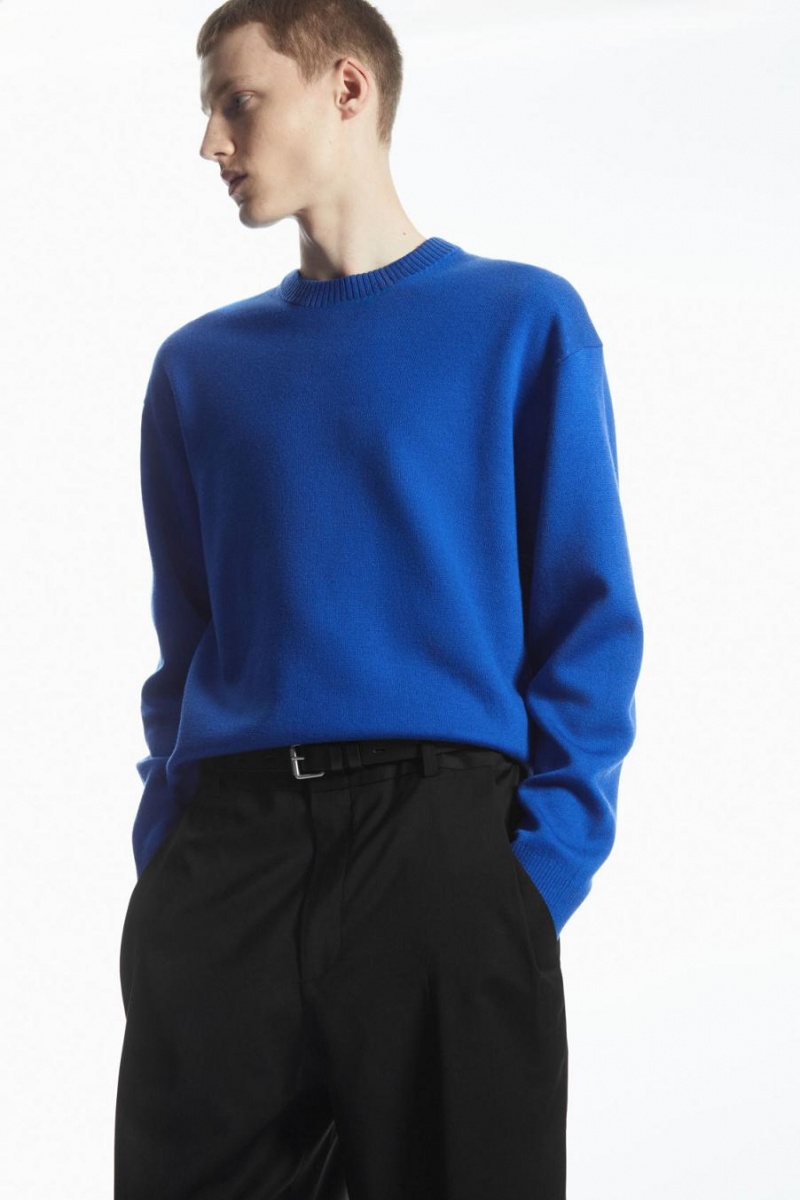 COS Double-faced Merino Gyapjú Jumpers Férfi Kék | DGS-459208
