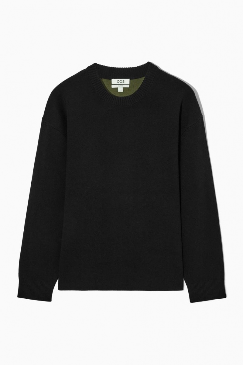 COS Double-faced Merino Gyapjú Jumpers Férfi Fekete | IXA-968324