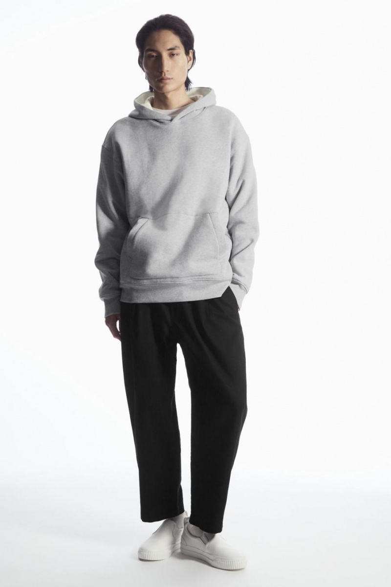 COS Double-layered Jersey Kapucnis Pulóver Férfi Szürke Fehér | MCD-723085