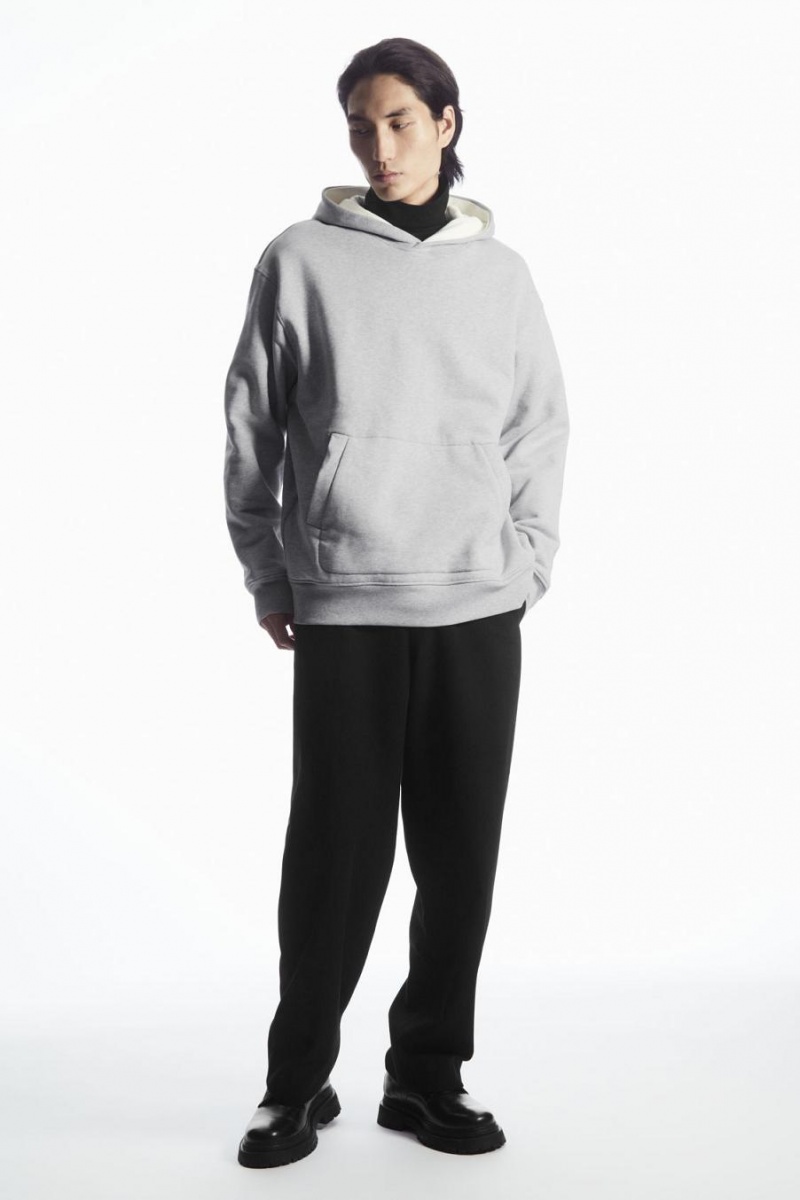 COS Double-layered Jersey Kapucnis Pulóver Férfi Szürke Fehér | MCD-723085