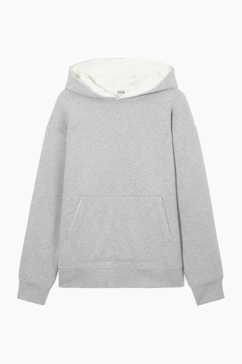 COS Double-layered Jersey Kapucnis Pulóver Férfi Szürke Fehér | MCD-723085