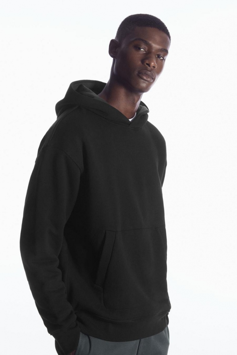 COS Double-layered Jersey Kapucnis Pulóver Férfi Fekete Szürke | ZLJ-420385